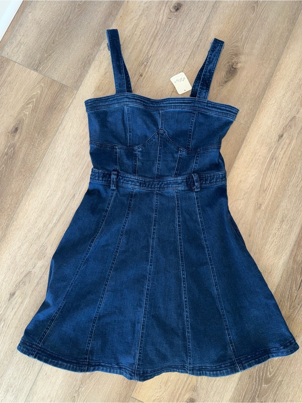 NWT Free People Dark Blue Denim Wash Mini Dress size Medium M Anthropologie